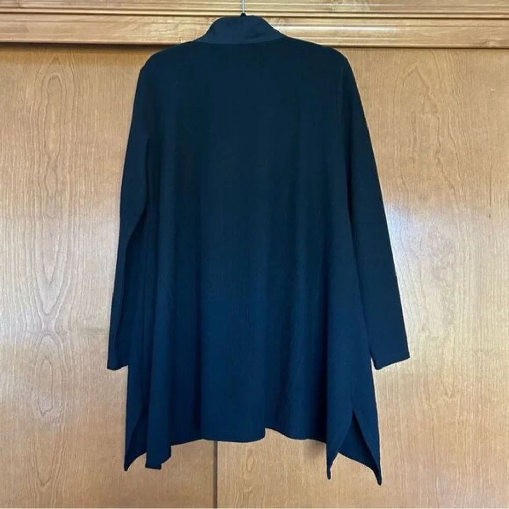 Luukaa Black One Button Asymmetric Cardigan Jacket Size 1 US 6 Lagenlook